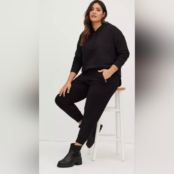 torrid Tops - 30. Torrid Black Relaxed Ultra Soft Drop Shoulder Hoodie 2X 18 20